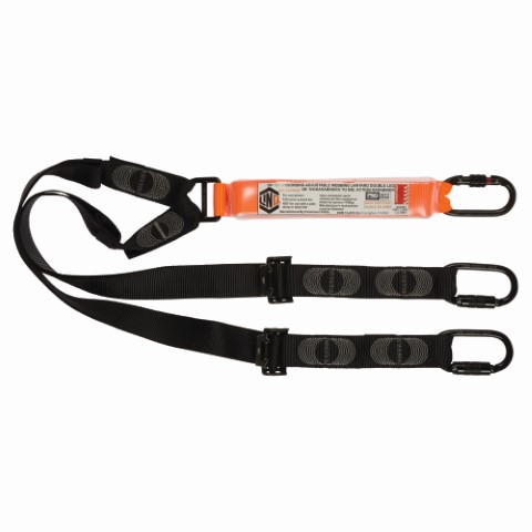 LINQ WEBBING LANYARD ADJUSTABLE DBL LEG; 3 X SCREW GATE KARABINER